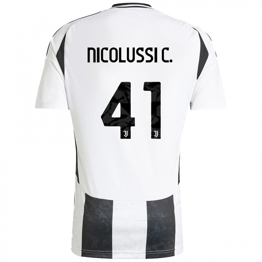 Criança Camisola Hans Nicolussi Caviglia #41 Preto Branco Principal 2024/25 Camisa