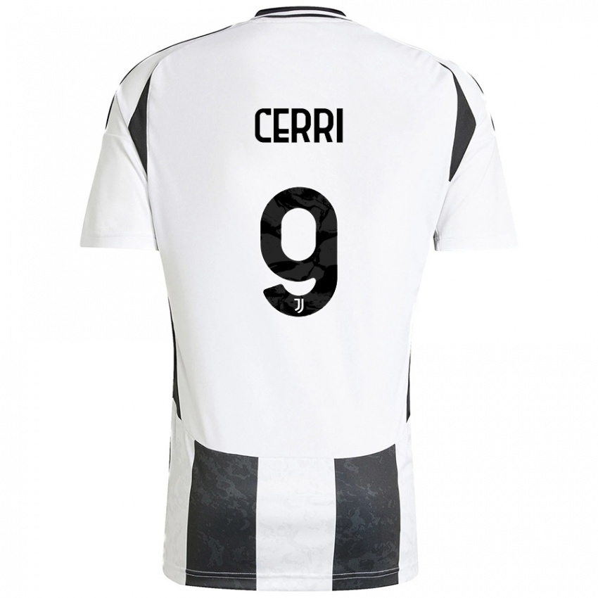 Criança Camisola Leonardo Cerri #9 Preto Branco Principal 2024/25 Camisa