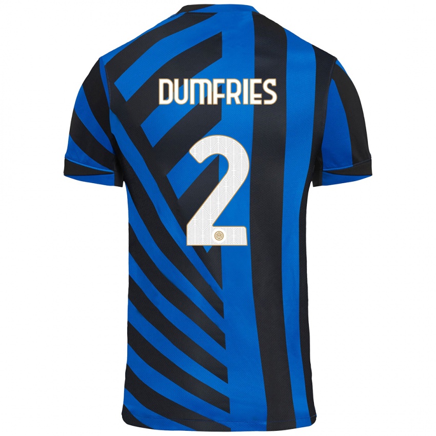 Criança Camisola Denzel Dumfries #2 Azul Preto Principal 2024/25 Camisa