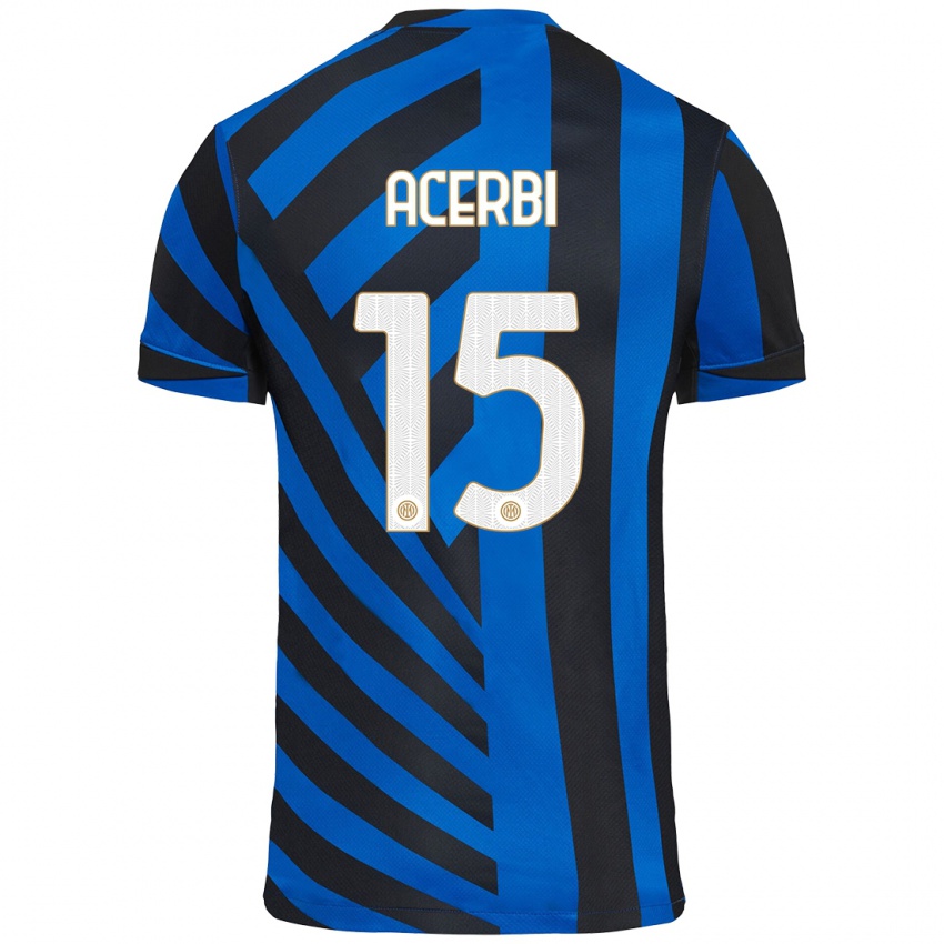 Criança Camisola Francesco Acerbi #15 Azul Preto Principal 2024/25 Camisa