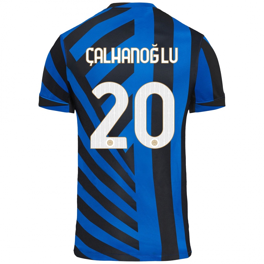 Criança Camisola Hakan Calhanoglu #20 Azul Preto Principal 2024/25 Camisa