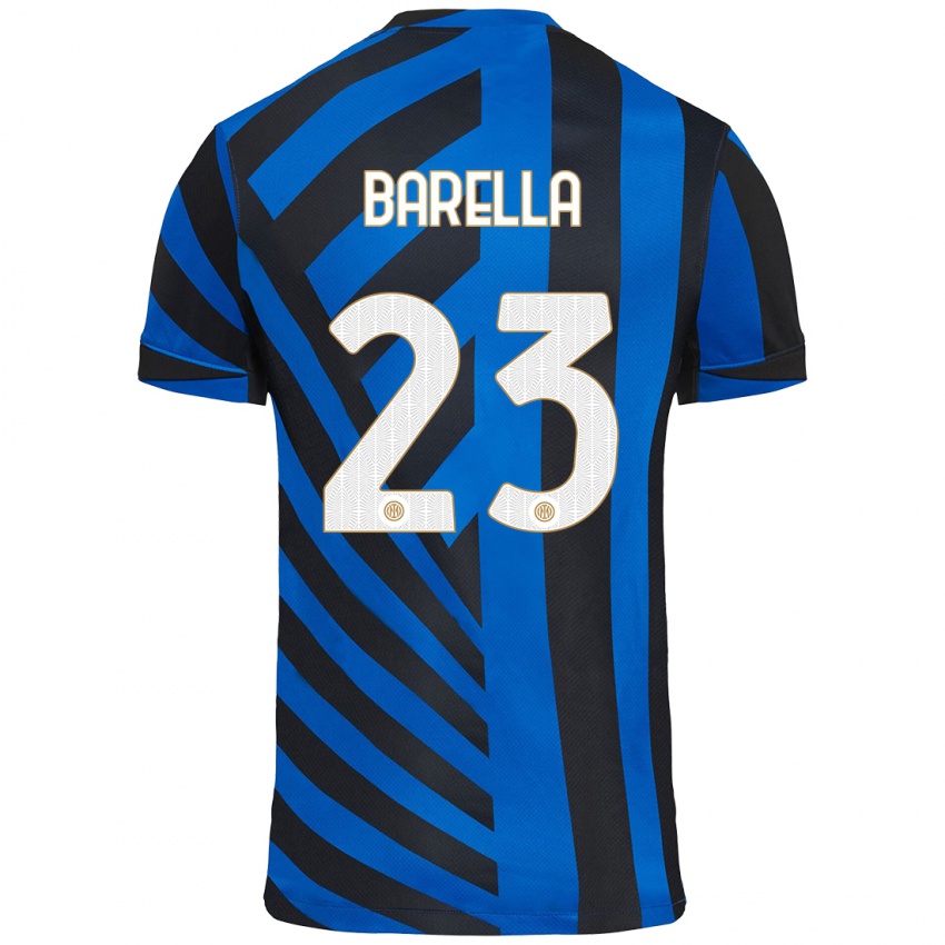 Criança Camisola Nicolo Barella #23 Azul Preto Principal 2024/25 Camisa