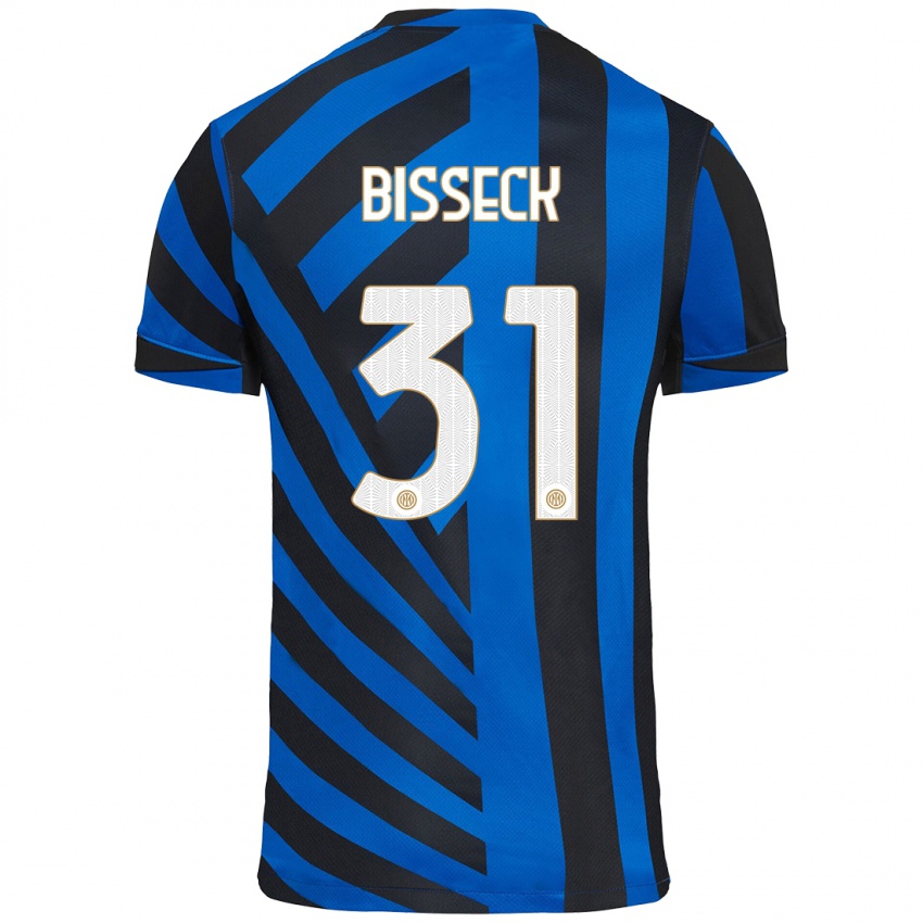 Criança Camisola Yann Bisseck #31 Azul Preto Principal 2024/25 Camisa