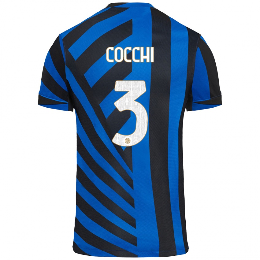 Criança Camisola Matteo Cocchi #3 Azul Preto Principal 2024/25 Camisa