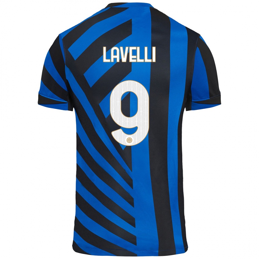 Criança Camisola Matteo Lavelli #9 Azul Preto Principal 2024/25 Camisa