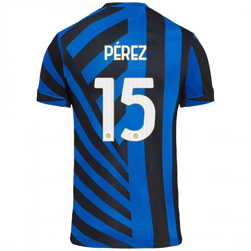 Criança Camisola Álex Pérez #15 Azul Preto Principal 2024/25 Camisa