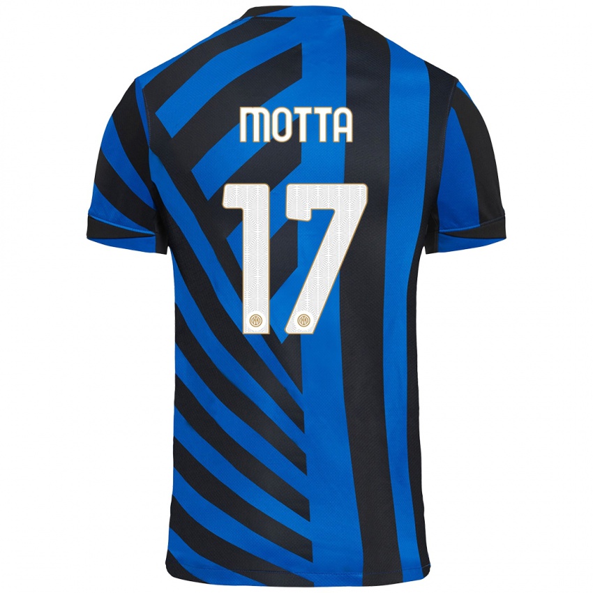 Criança Camisola Matteo Motta #17 Azul Preto Principal 2024/25 Camisa