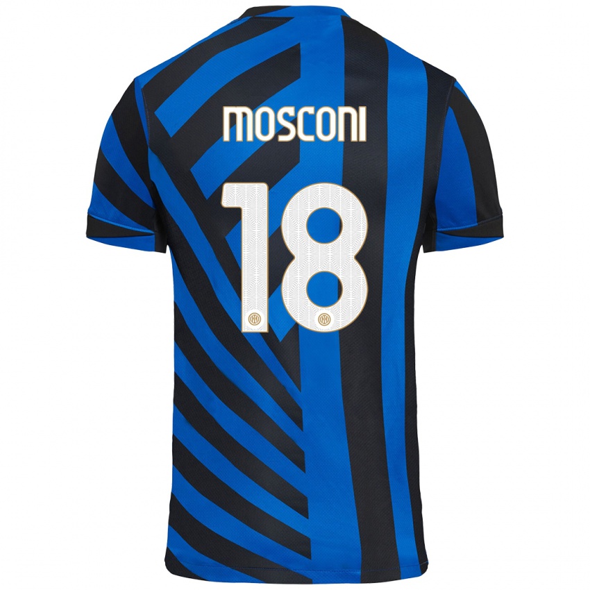 Criança Camisola Mattia Mosconi #18 Azul Preto Principal 2024/25 Camisa