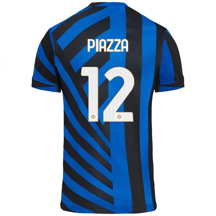 Criança Camisola Alessia Piazza #12 Azul Preto Principal 2024/25 Camisa