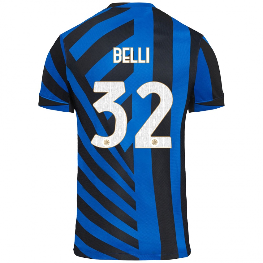 Criança Camisola Elena Belli #32 Azul Preto Principal 2024/25 Camisa