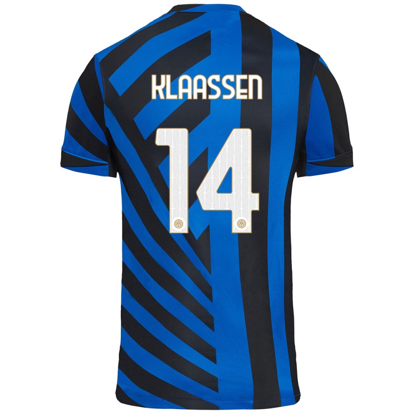 Criança Camisola Davy Klaassen #14 Azul Preto Principal 2024/25 Camisa