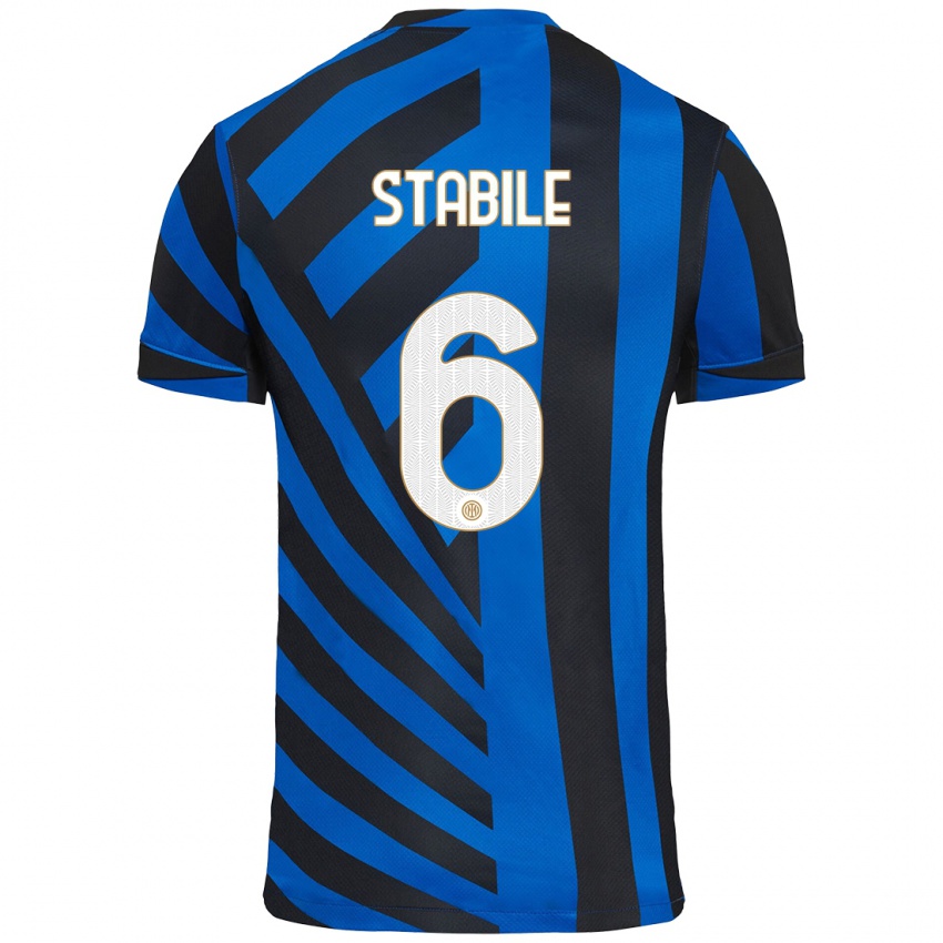 Criança Camisola Giacomo Stabile #6 Azul Preto Principal 2024/25 Camisa