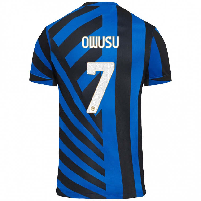 Criança Camisola Enoch Owusu #7 Azul Preto Principal 2024/25 Camisa