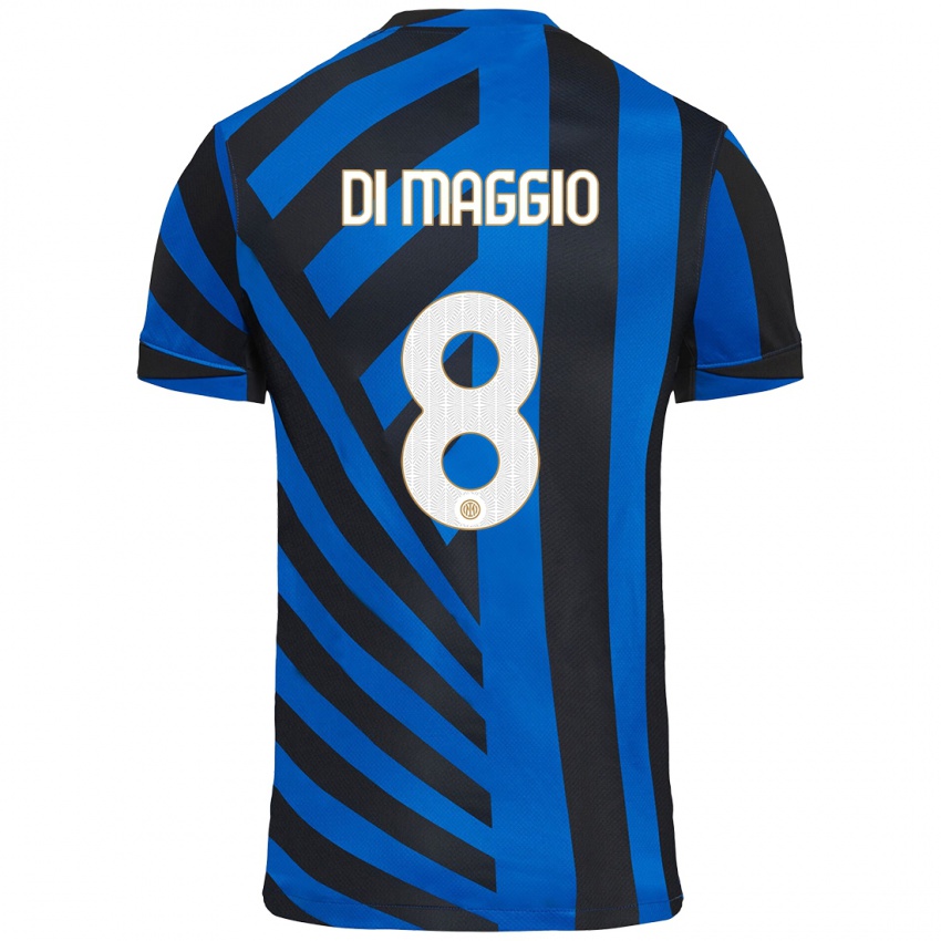 Criança Camisola Luca Di Maggio #8 Azul Preto Principal 2024/25 Camisa