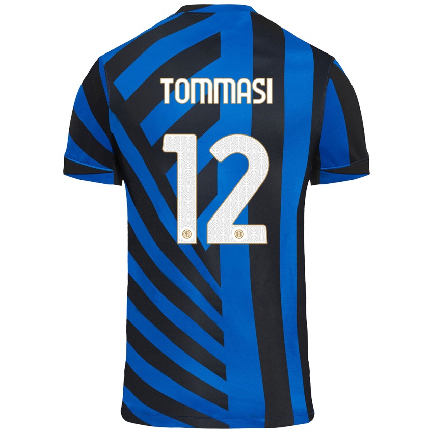 Criança Camisola Francesco Tommasi #12 Azul Preto Principal 2024/25 Camisa