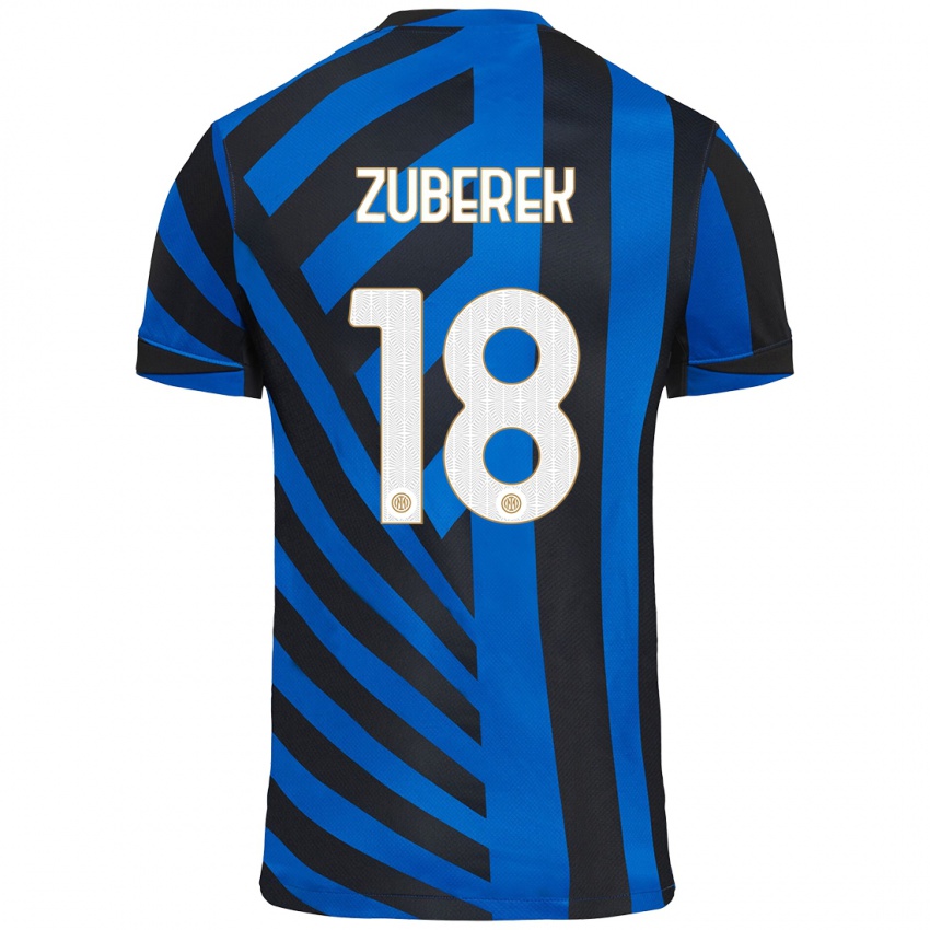 Criança Camisola Jan Zuberek #18 Azul Preto Principal 2024/25 Camisa