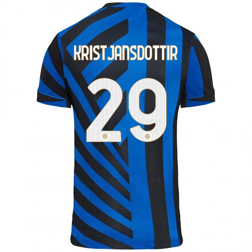 Criança Camisola Anna Bjork Kristjansdottir #29 Azul Preto Principal 2024/25 Camisa