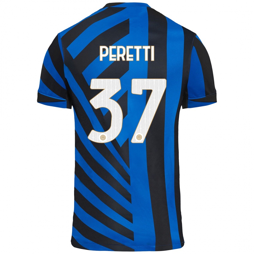 Criança Camisola Lorenzo Peretti #37 Azul Preto Principal 2024/25 Camisa