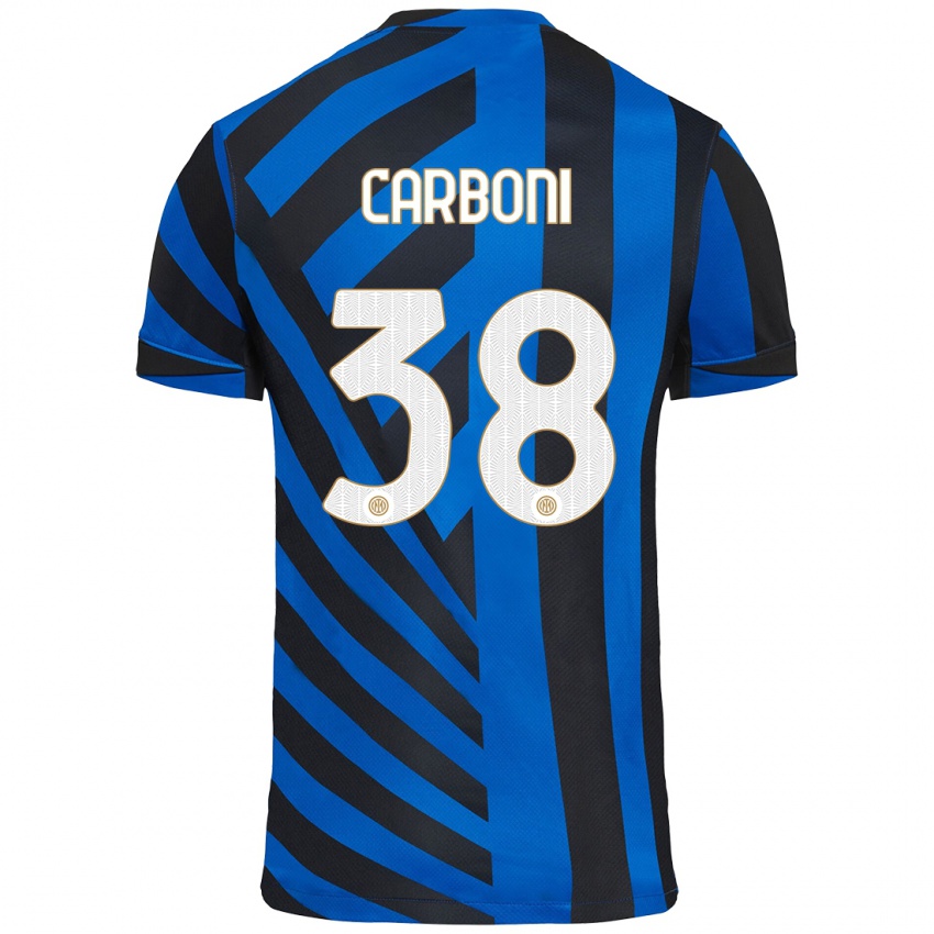 Criança Camisola Valentin Carboni #38 Azul Preto Principal 2024/25 Camisa