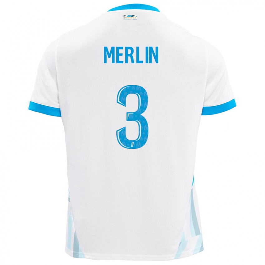 Criança Camisola Quentin Merlin #3 Céu Branco Azul Principal 2024/25 Camisa