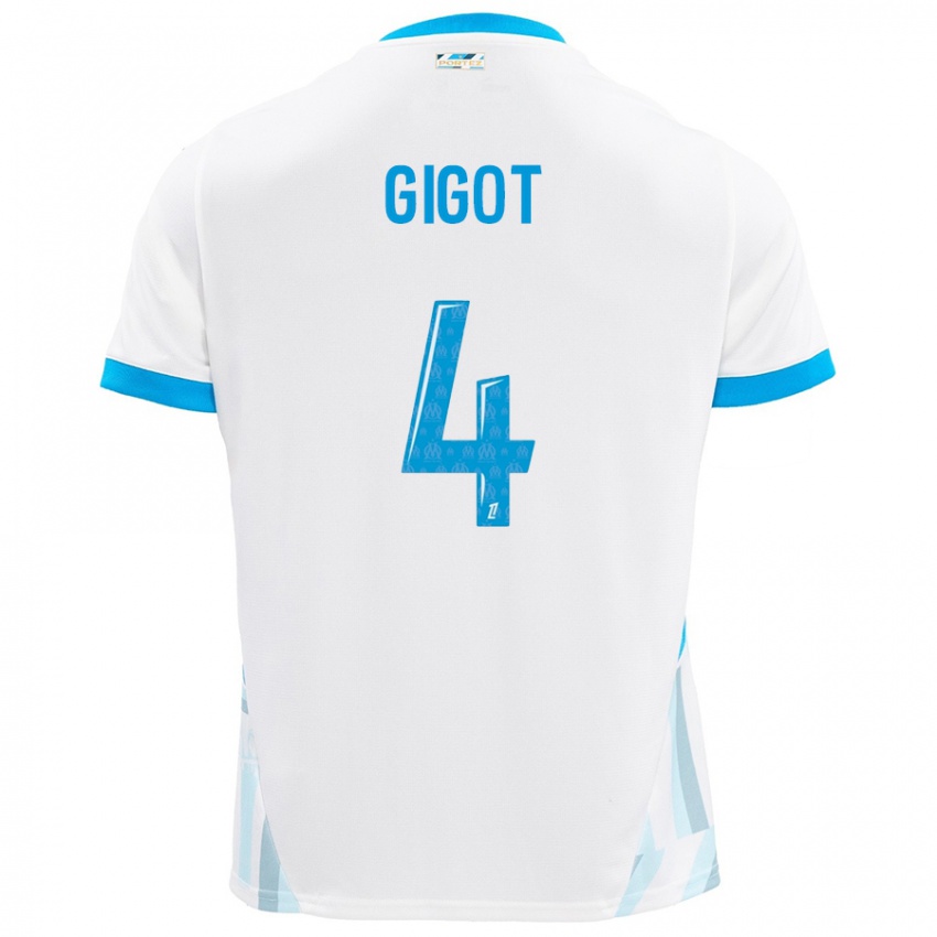 Criança Camisola Samuel Gigot #4 Céu Branco Azul Principal 2024/25 Camisa