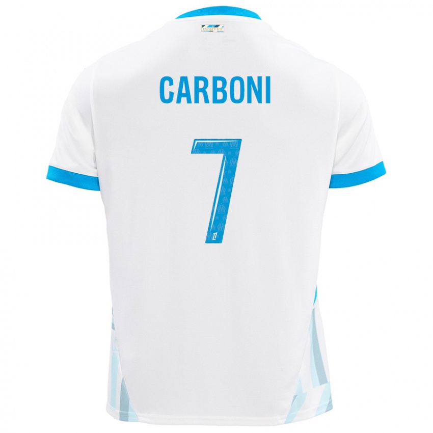 Criança Camisola Valentín Carboni #7 Céu Branco Azul Principal 2024/25 Camisa