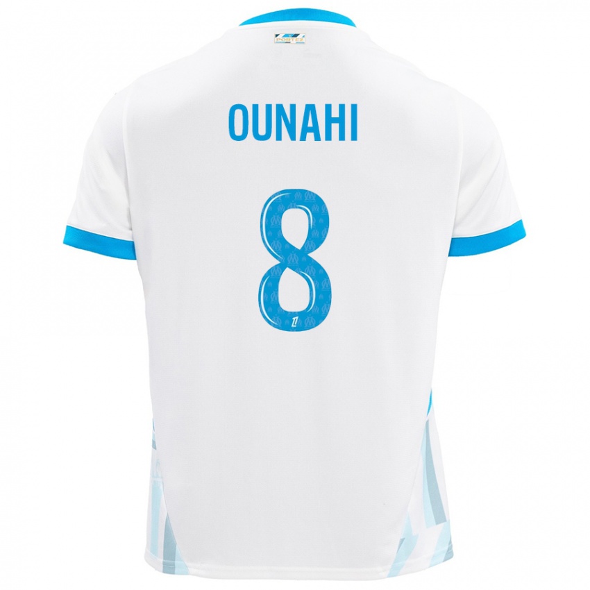 Criança Camisola Azzedine Ounahi #8 Céu Branco Azul Principal 2024/25 Camisa