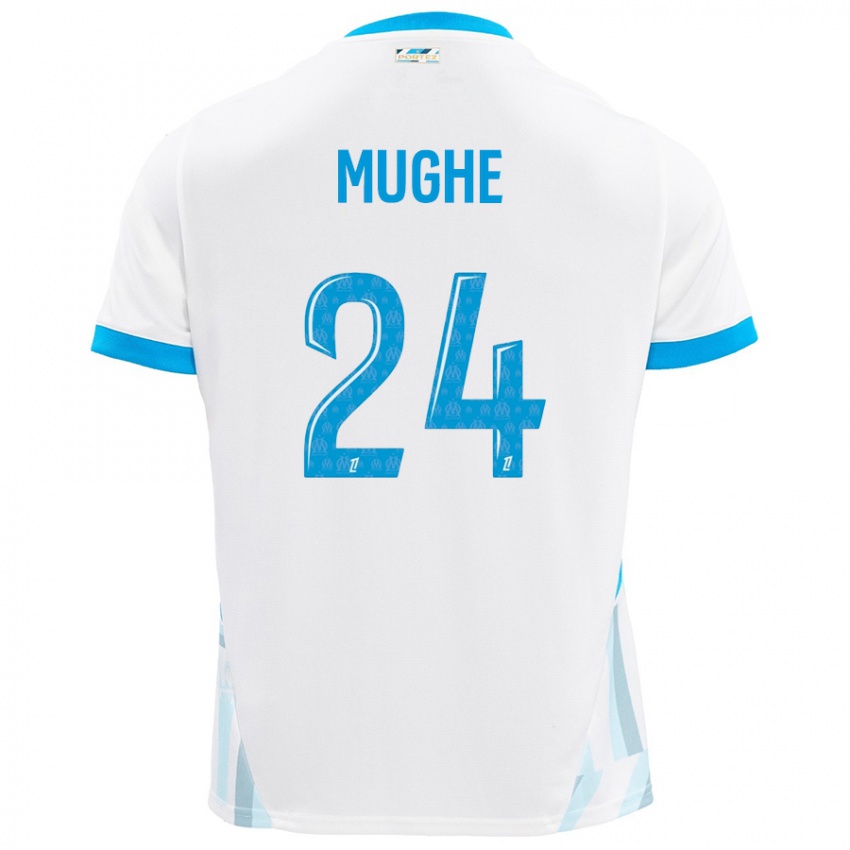 Criança Camisola François Mughe #24 Céu Branco Azul Principal 2024/25 Camisa