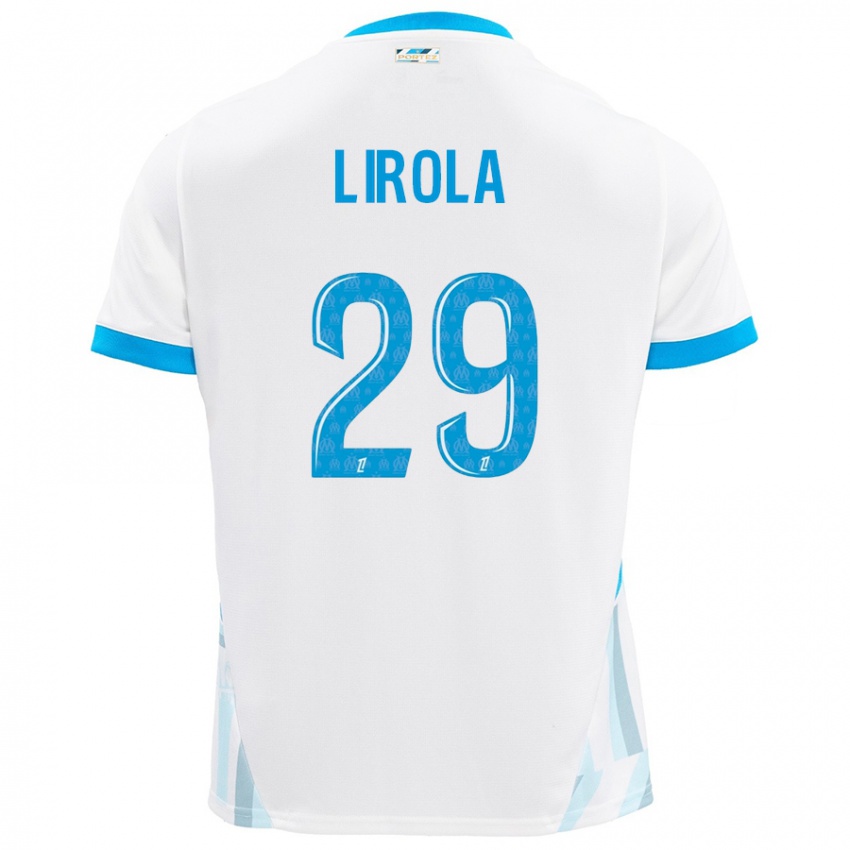 Criança Camisola Pol Lirola #29 Céu Branco Azul Principal 2024/25 Camisa