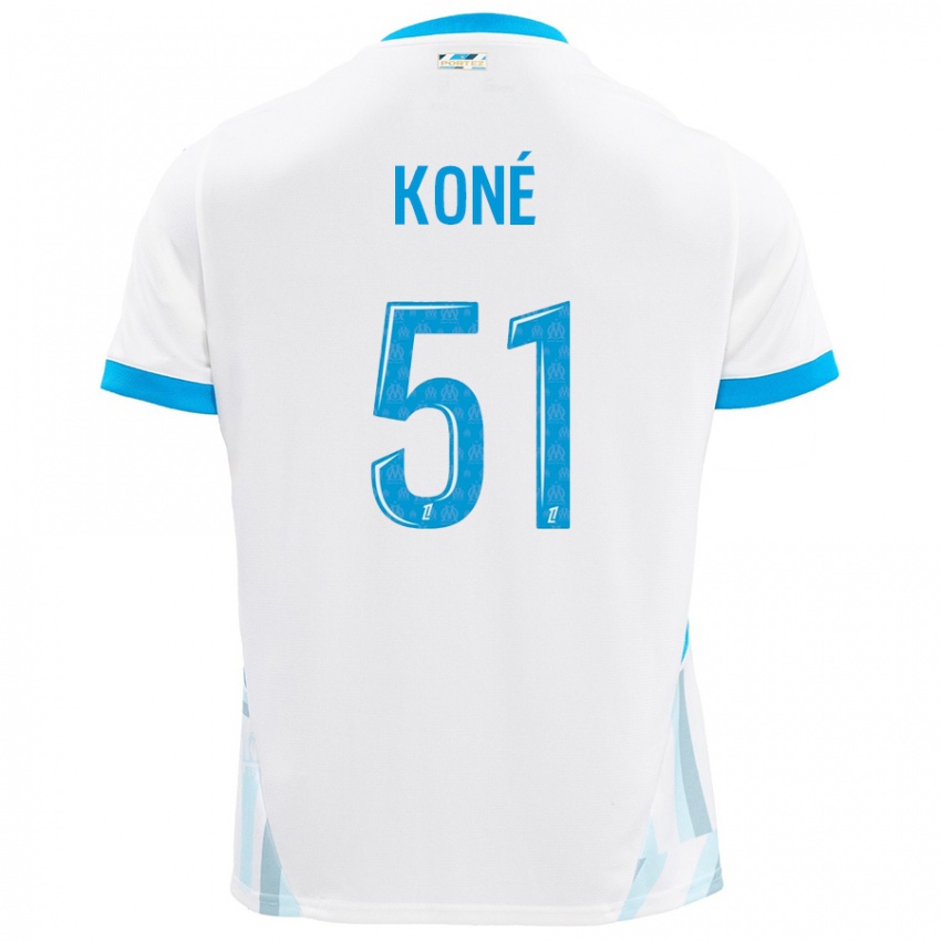 Criança Camisola Ismaël Koné #51 Céu Branco Azul Principal 2024/25 Camisa