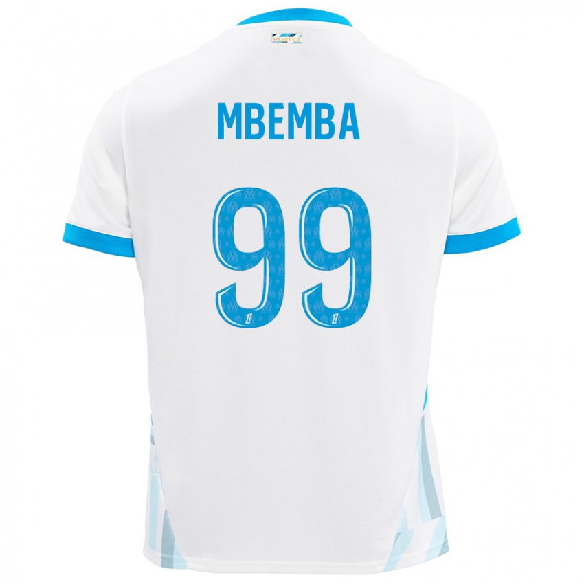 Criança Camisola Chancel Mbemba #99 Céu Branco Azul Principal 2024/25 Camisa