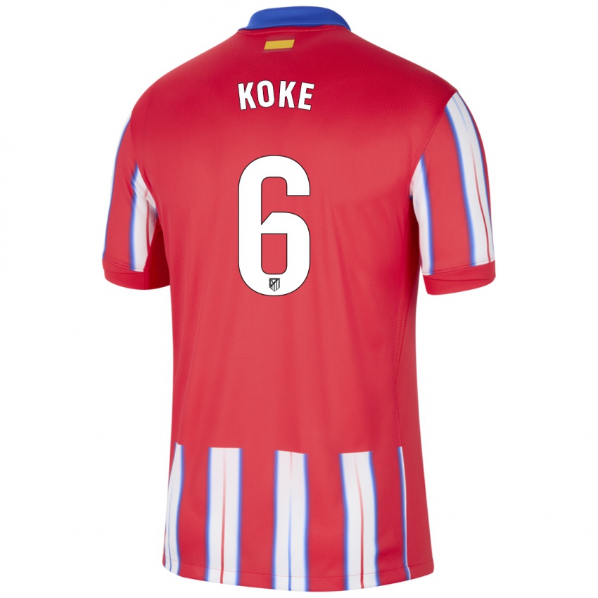 Criança Camisola Koke #6 Azul Vermelho Branco Principal 2024/25 Camisa