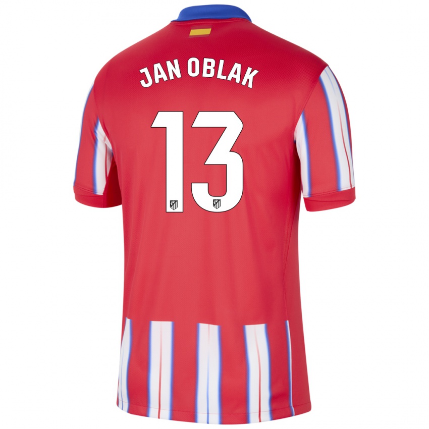 Criança Camisola Jan Oblak #13 Azul Vermelho Branco Principal 2024/25 Camisa