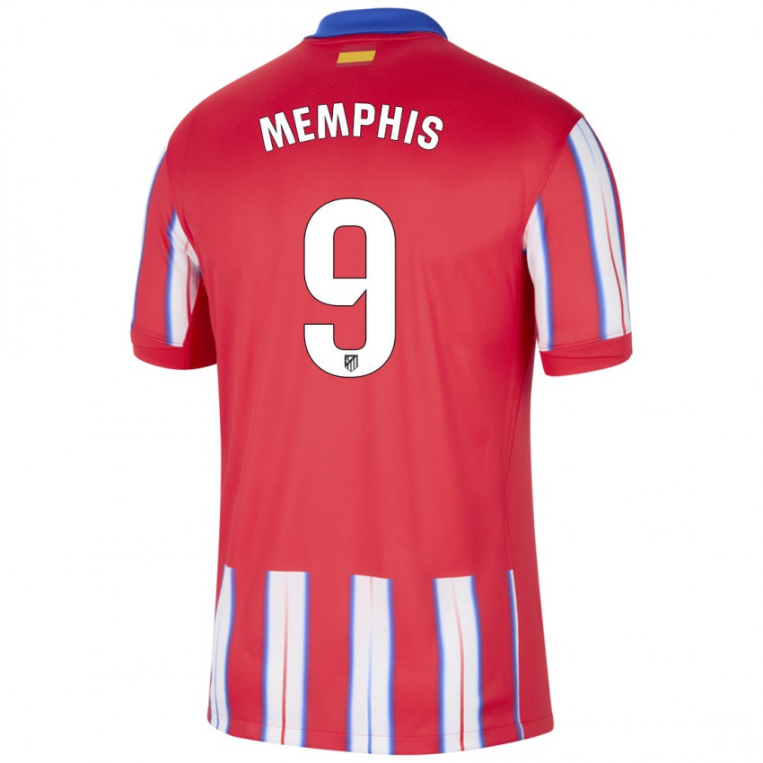 Criança Camisola Memphis Depay #9 Azul Vermelho Branco Principal 2024/25 Camisa