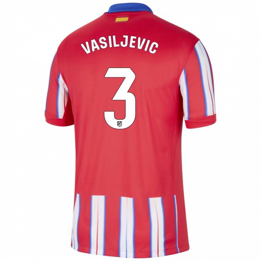 Criança Camisola Ivan Vasiljevic #3 Azul Vermelho Branco Principal 2024/25 Camisa