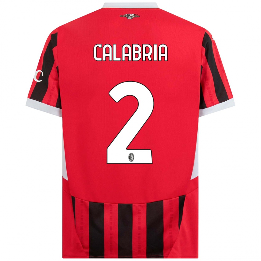 Criança Camisola Davide Calabria #2 Vermelho Preto Principal 2024/25 Camisa