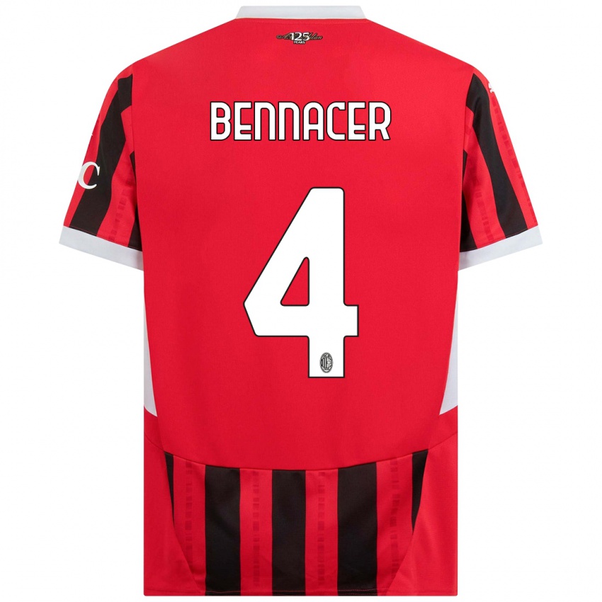 Criança Camisola Ismael Bennacer #4 Vermelho Preto Principal 2024/25 Camisa