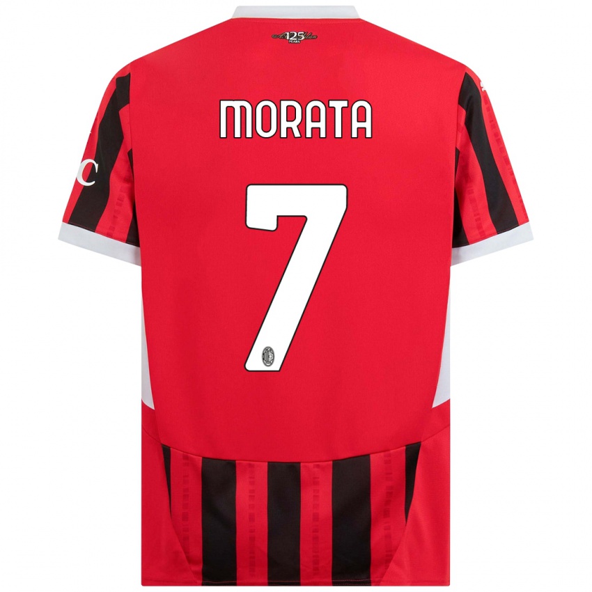 Criança Camisola Alvaro Morata #7 Vermelho Preto Principal 2024/25 Camisa