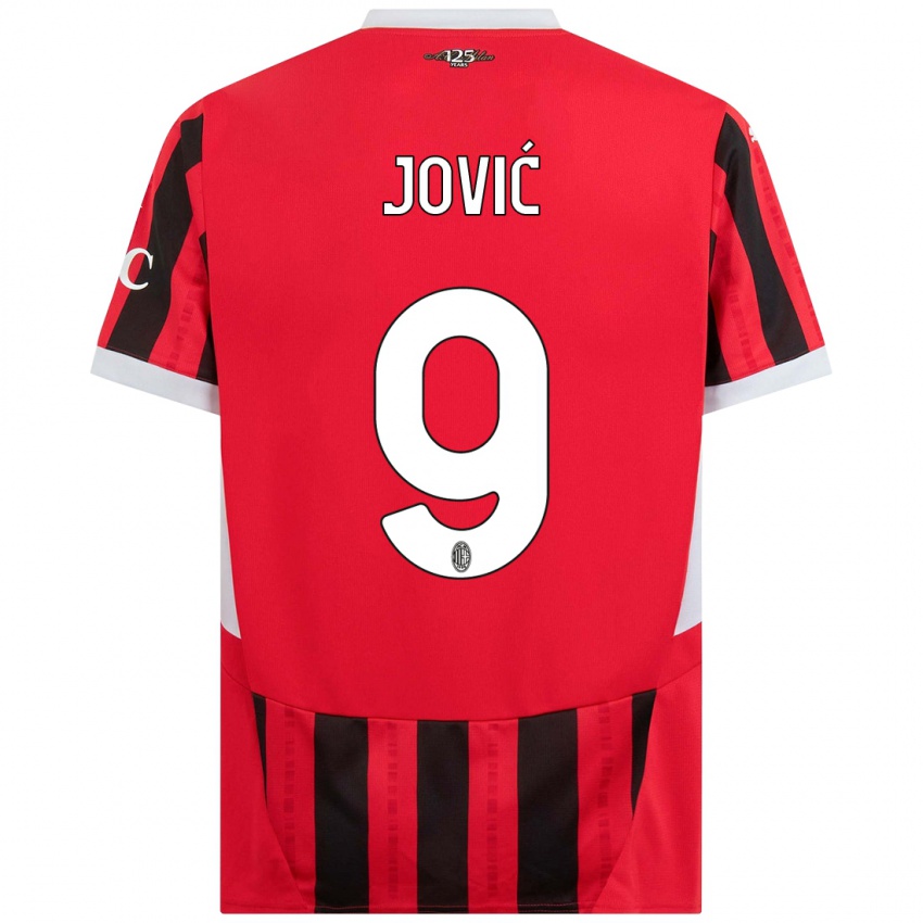 Criança Camisola Luka Jovic #9 Vermelho Preto Principal 2024/25 Camisa