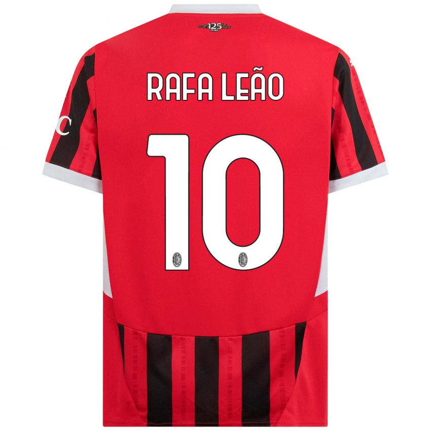 Criança Camisola Rafael Leão #10 Vermelho Preto Principal 2024/25 Camisa