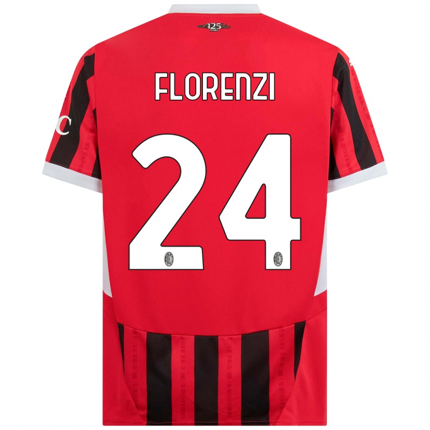 Criança Camisola Alessandro Florenzi #24 Vermelho Preto Principal 2024/25 Camisa