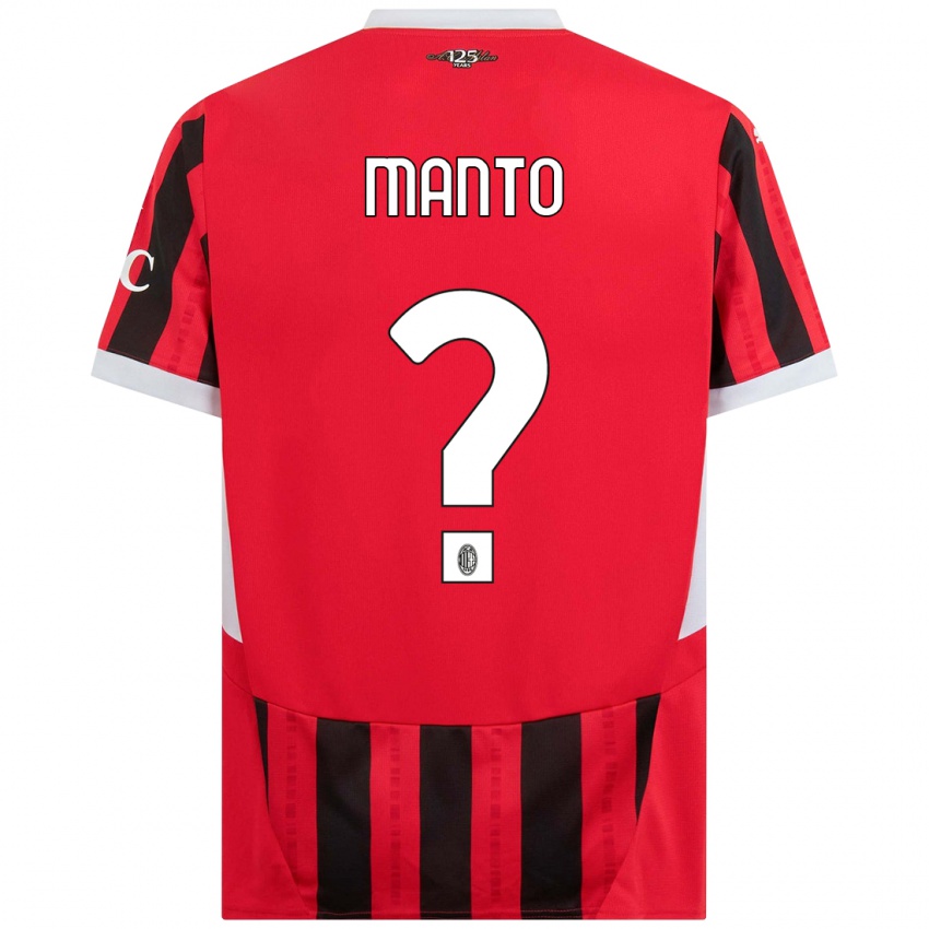 Criança Camisola Gaetano Manto #0 Vermelho Preto Principal 2024/25 Camisa