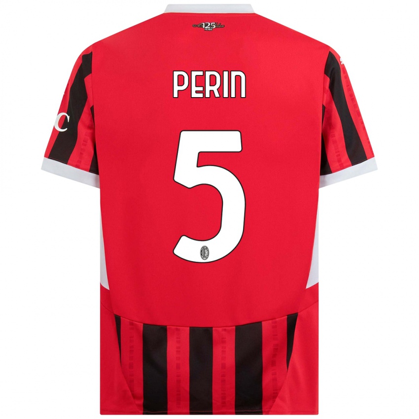 Criança Camisola Ernesto Perin #5 Vermelho Preto Principal 2024/25 Camisa