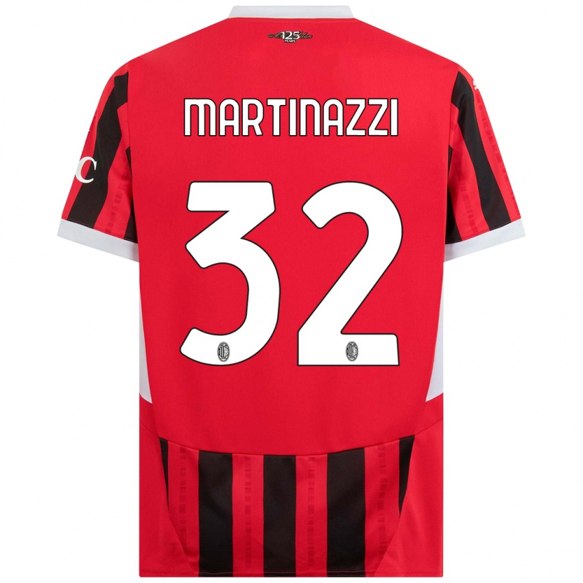 Criança Camisola Luca Martinazzi #32 Vermelho Preto Principal 2024/25 Camisa