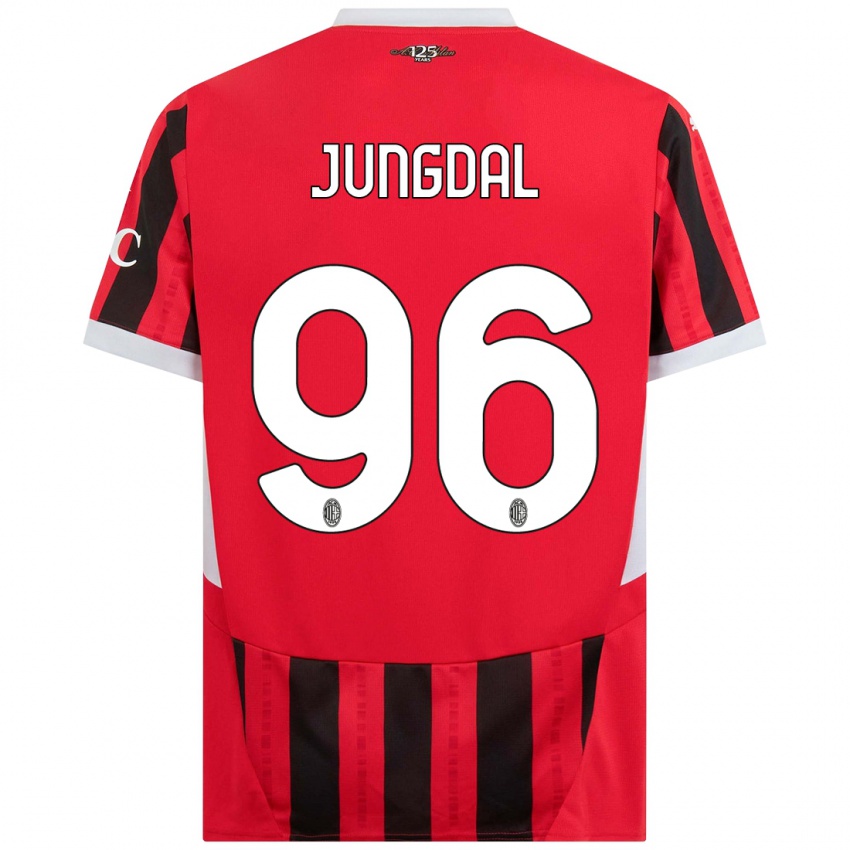 Criança Camisola Andreas Jungdal #96 Vermelho Preto Principal 2024/25 Camisa