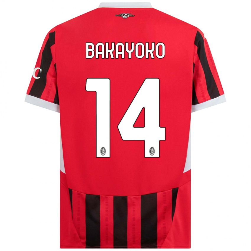 Criança Camisola Tiemoue Bakayoko #14 Vermelho Preto Principal 2024/25 Camisa