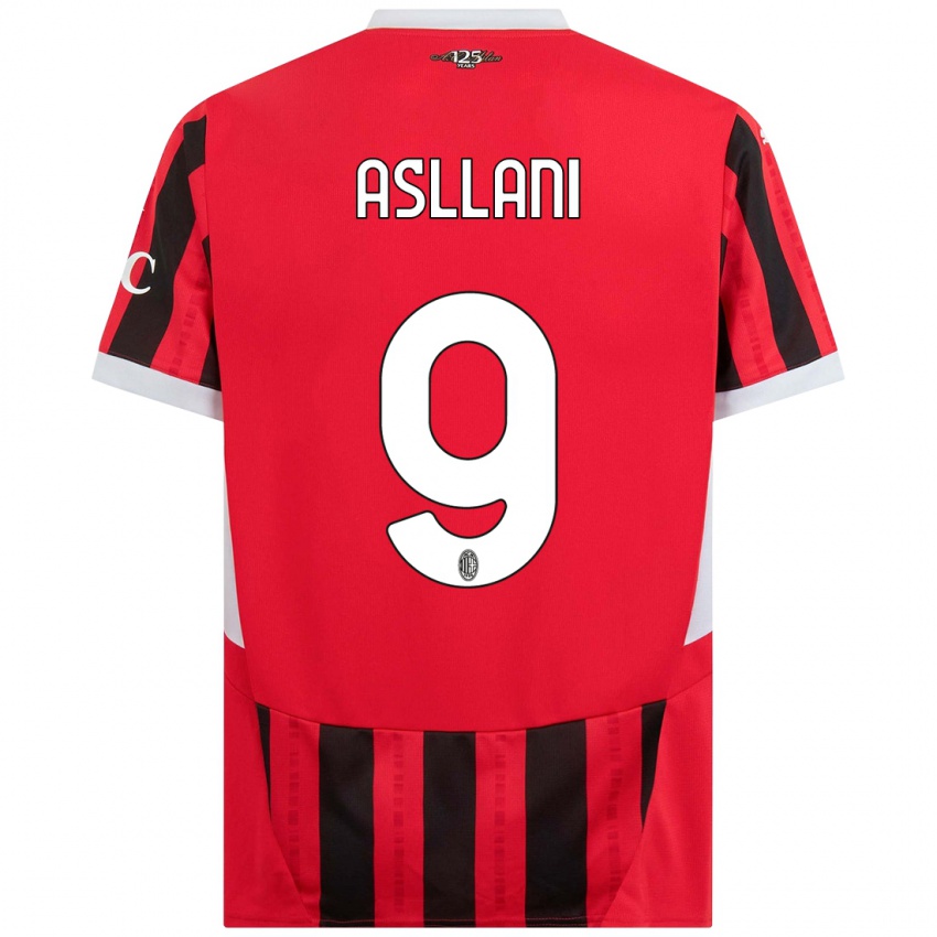 Criança Camisola Kosovare Asllani #9 Vermelho Preto Principal 2024/25 Camisa