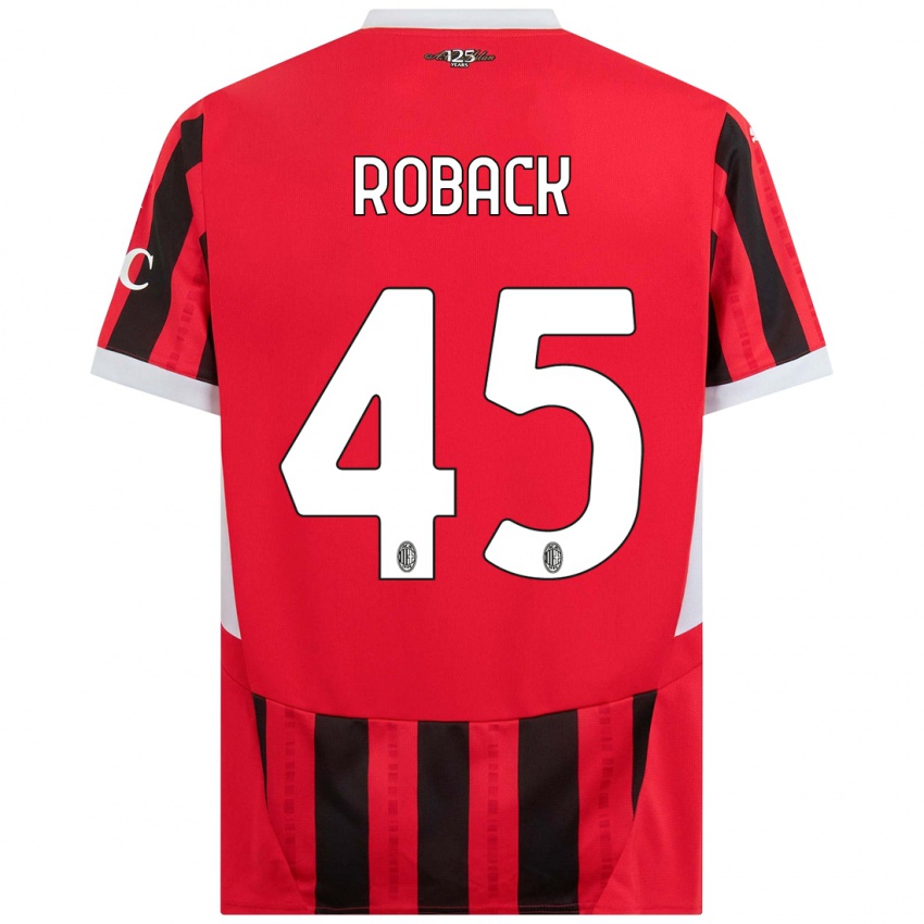 Criança Camisola Emil Roback #45 Vermelho Preto Principal 2024/25 Camisa