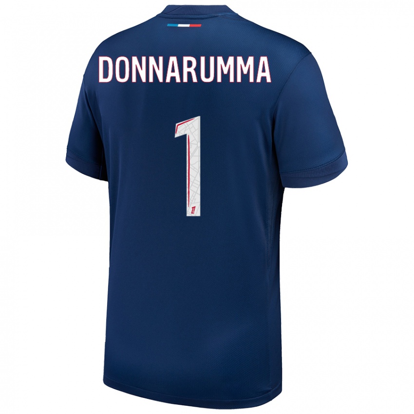 Criança Camisola Gianluigi Donnarumma #1 Azul Marinho Branco Principal 2024/25 Camisa