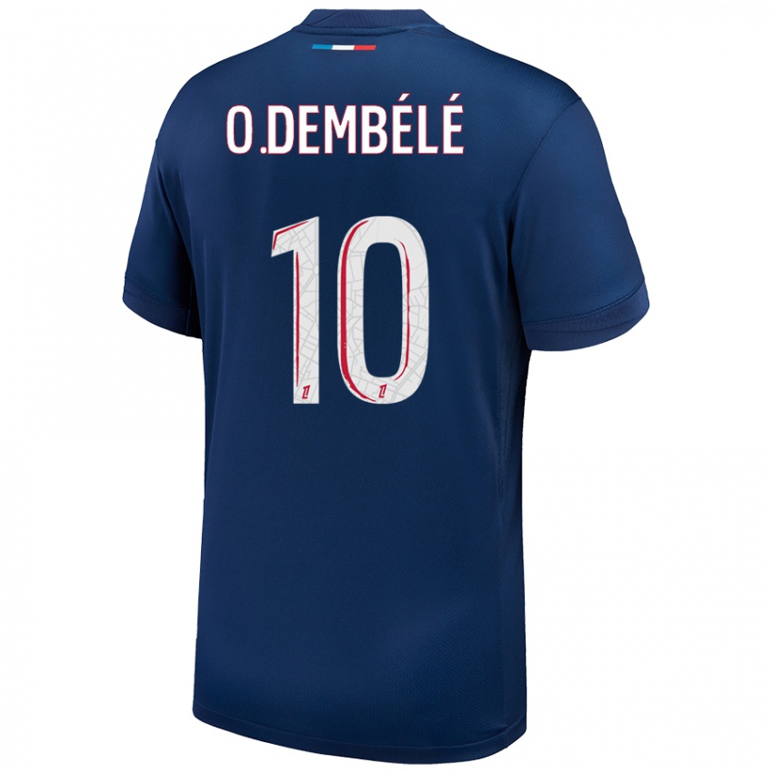 Criança Camisola Ousmane Dembele #10 Azul Marinho Branco Principal 2024/25 Camisa